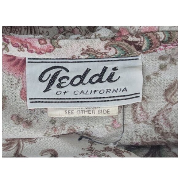 Vintage Teddi of California Floral Blouse | Ruffle Collar Long Sleeve Top *SZ12 - Picture 10 of 11